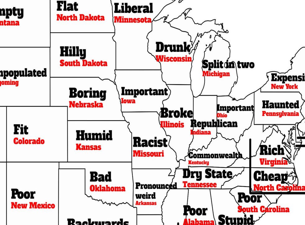The stereotype map of America according to Brits | indy100 | indy100
