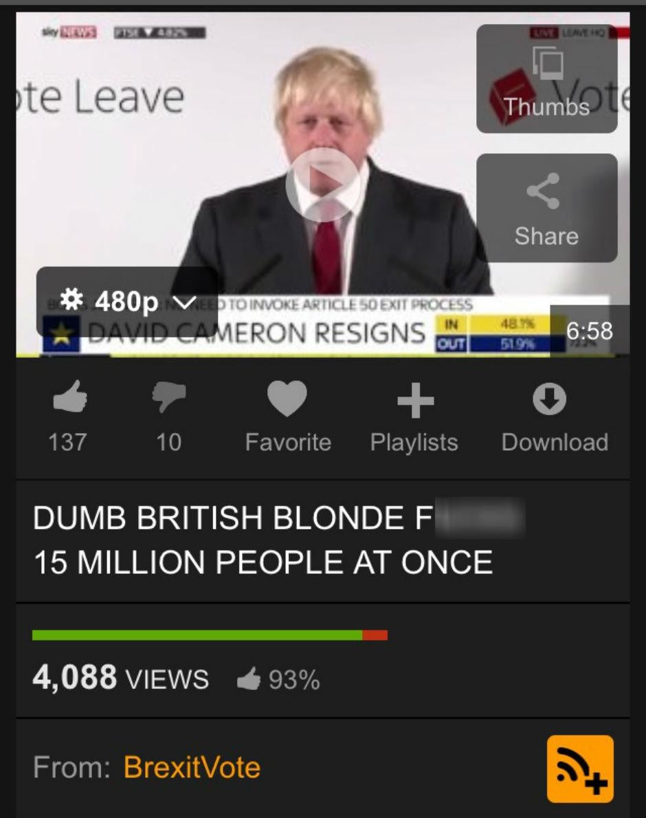 British Porn Meme - Someone has uploaded Boris Johnson's Brexit victory speech ...
