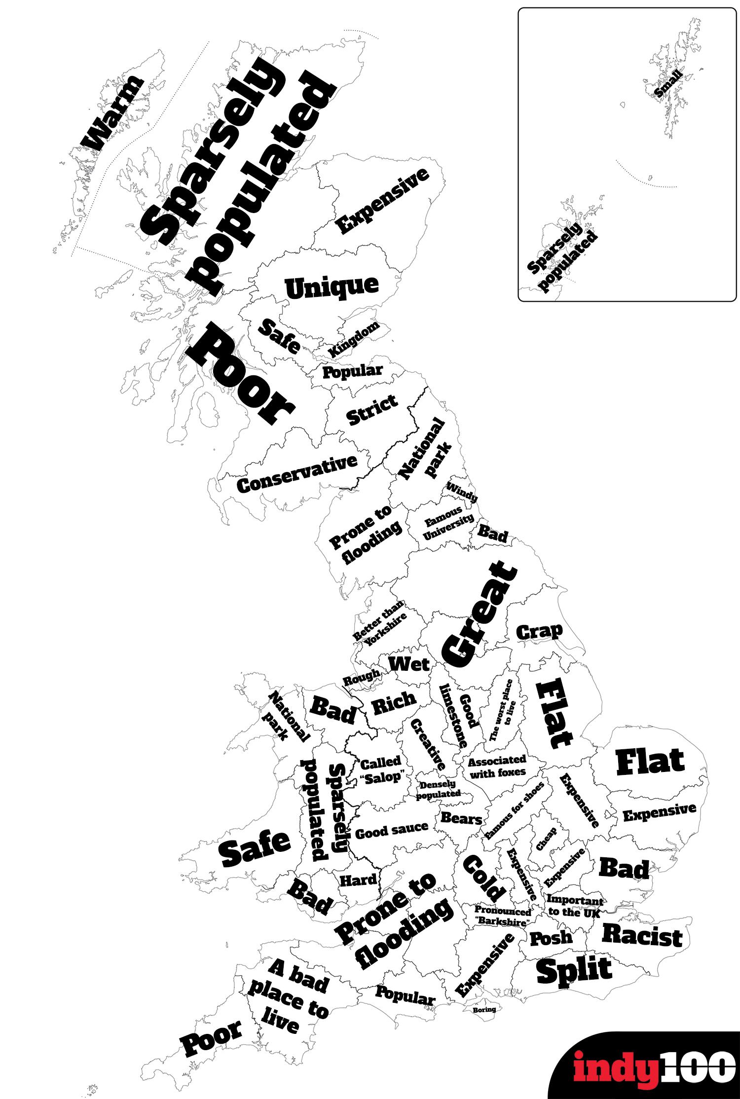 The Stereotype Map Of Britains Counties According To