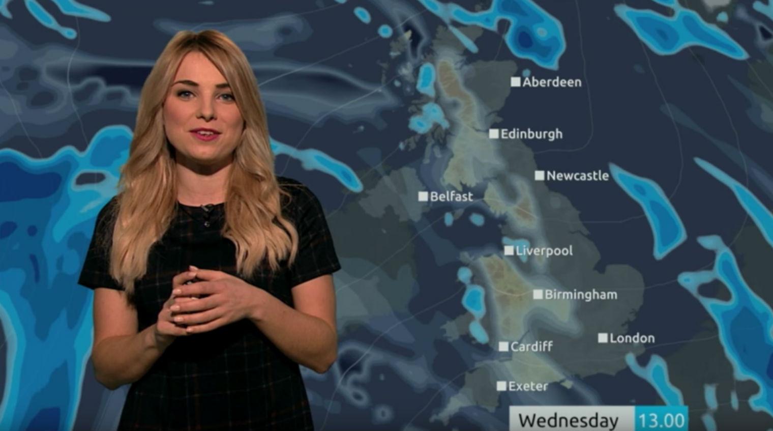 Channel 5 weather presenter Sian Welby delivers entire