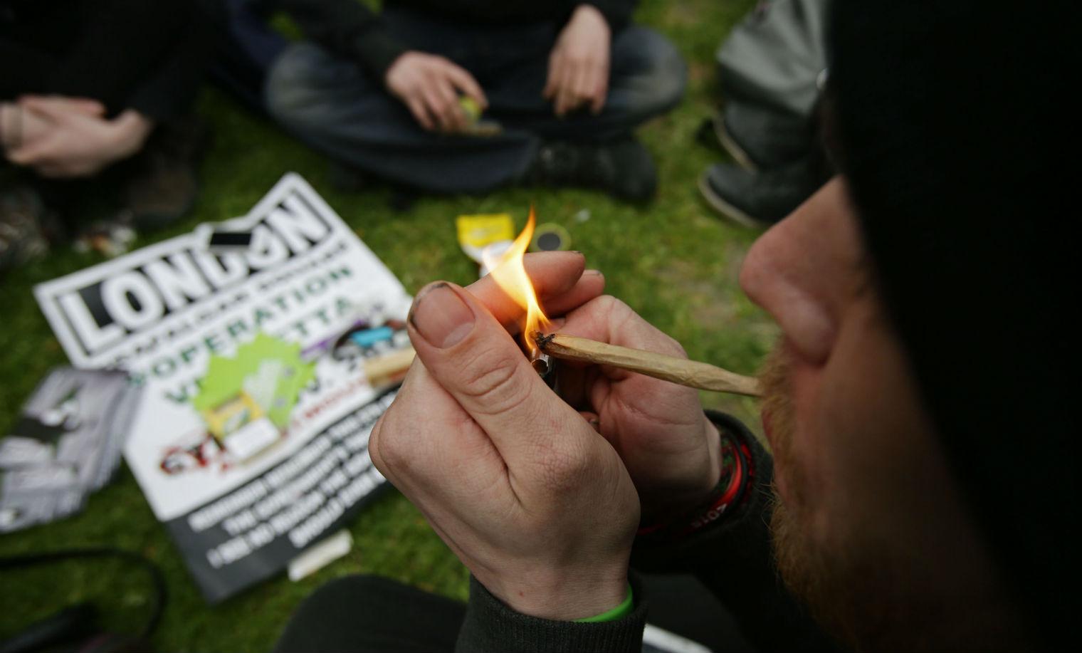 A man smoking at the '420 Celebration' in Hyde Park, London