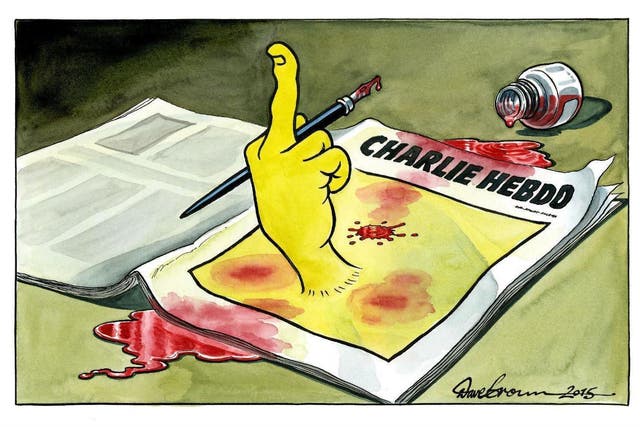 The Independent’s editorial cartoon the day after the Charlie Hebdo attacks