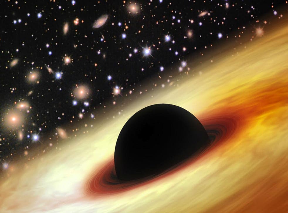 An artist's impression of a super-massive black hole at the centre of a distant quasar