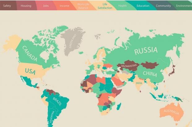 Better Life Index: Infographic shows what people around the world value ...