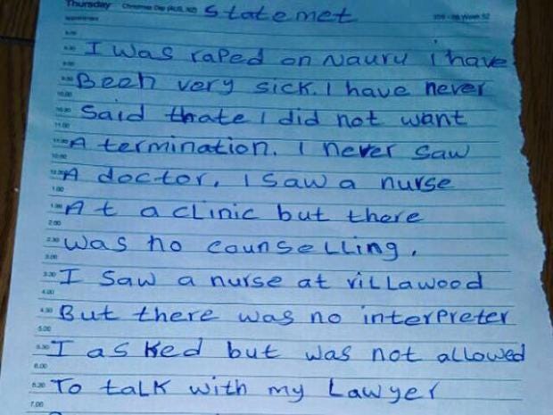Refugee pens emotional handwritten letter claiming Australian officials ...