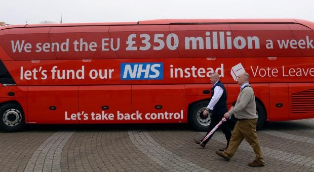 Image result for brexit bus