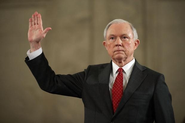 Image result for SEnator Sessions right hand raised