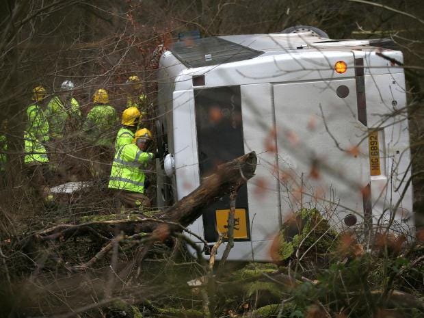 Bus carrying Scots pupils overturns and crashes into woods near high school