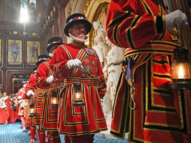 Yeoman of the Guard take part in the traditional 'ceremonial search' in House of Lords