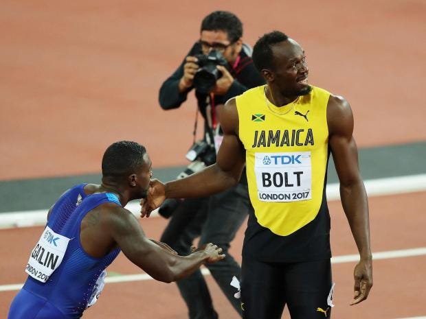 Image result for usain-bolt  bowed for Justin Gatlin