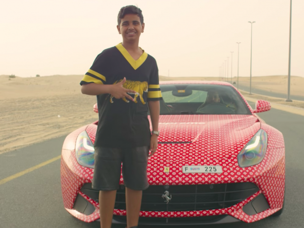 The Instagram-famous son of a Dubai billionaire wrapped a £200,000 Ferrari in Louis Vuitton ...