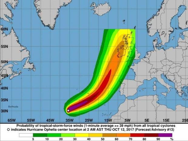 Hurricane Ophelia - track live: Latest images show where the tropical ...