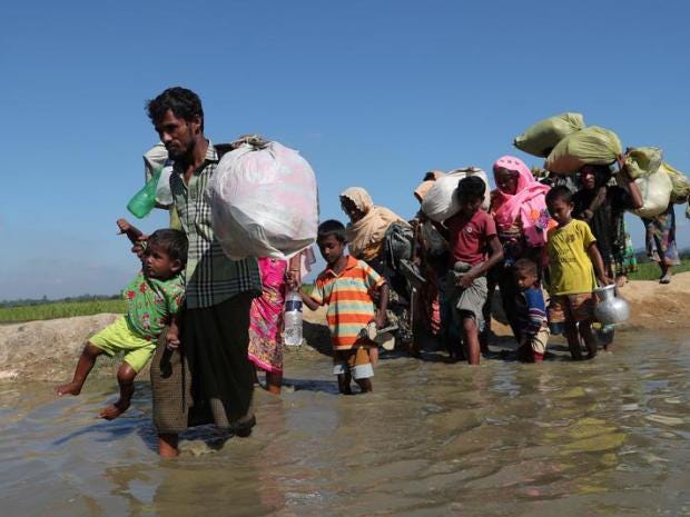 Rohingya crisis: At least 6,700 Rohingya Muslims killed in one month, say Doctors Without Borders Rohingya-flee