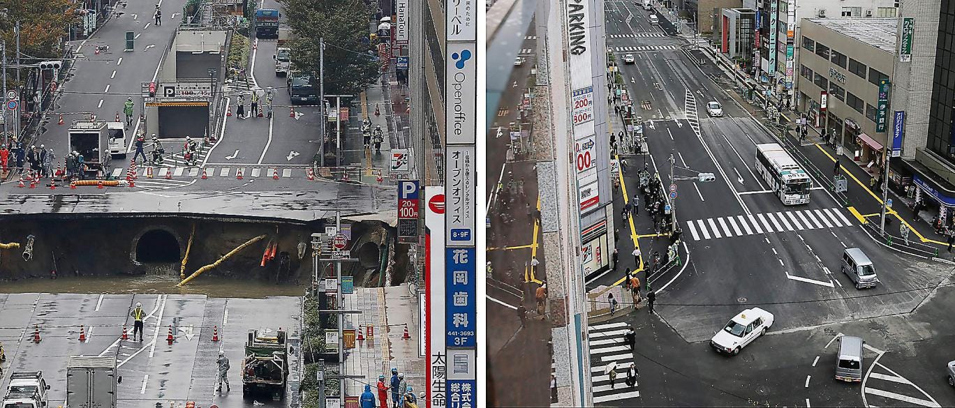 Így néz ki most a pokol kapuja, két nap alatt befoltozták a japánok – FOTÓ 2