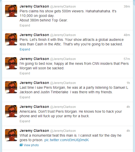 Jeremy Clarkson vs. Piers Morgan: The Twitter beef you ...