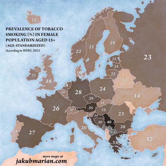 How many men smoke in Europe, mapped indy100
