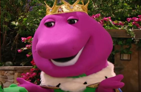 man under barney costume