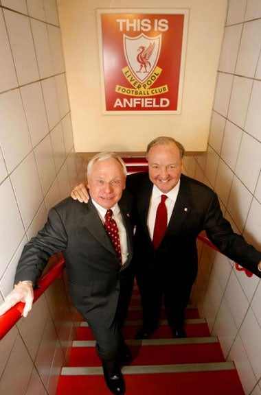 George Gillett (left) and Tom Hicks in Anfield's famous tunnel
