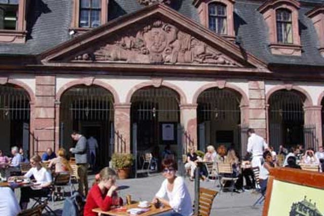 After a bit of retail therapy, relax at one of Frankfurt's outdoor cafes