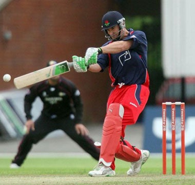 Lancashire's Mal Loye hits out against Nottinghamshire in the Twenty20 Cup this week