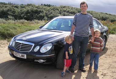 Kenny McCartney and children test the E220 CDI