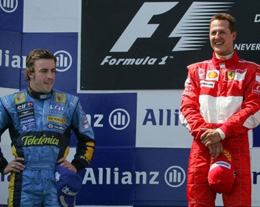 Schumacher (right) has beaten Alonso in the last two races