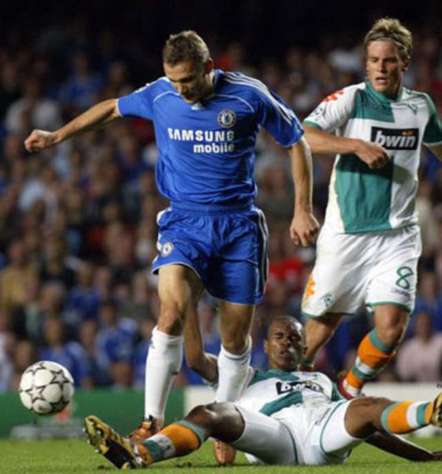 Shevchenko takes on the Werder Bremen defence during this weeks Champions' League tie