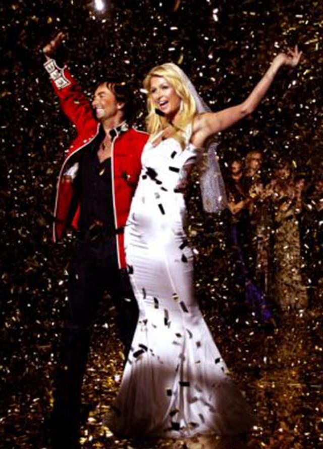Julien Macdonald and Paris Hilton during the finale for his show