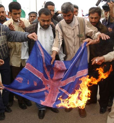 Iraqis protest against British military presence in Basra