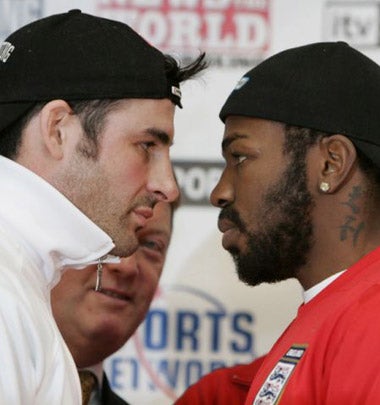 Joe Calzaghe (left) and Jeff Lacy will face each other for the WBO super middleweight title