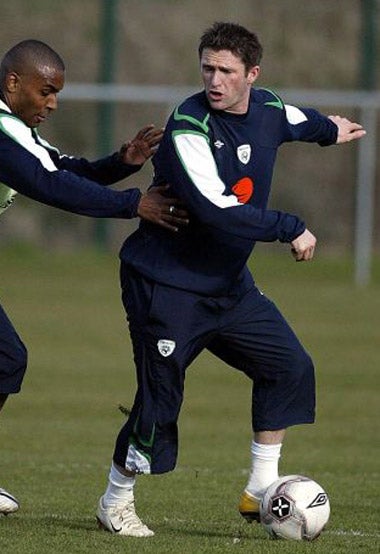 New Republic of Ireland captain Robbie Keane in training for the game against Sweden