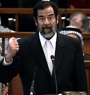 Saddam Hussein has denounced his trial in Baghdad