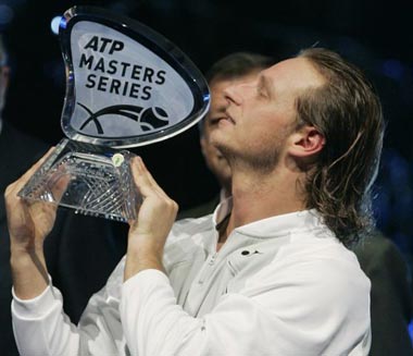 David Nalbandian celebrates winning his first Masters Series title in Madrid