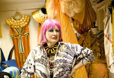 In the pink: Zandra Rhodes, in typically colourful form
