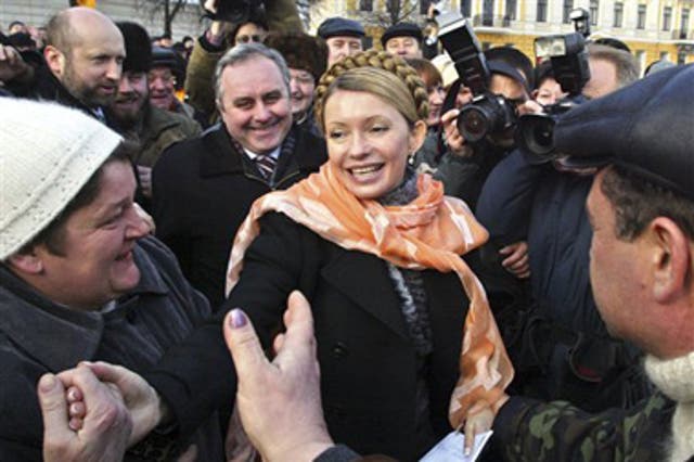Tymoshenko:whose famous plait has beenimitated by SiennaMiller