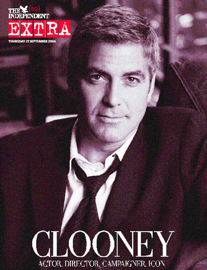 George Clooney on the front page of The Independent Extra (RED) edition