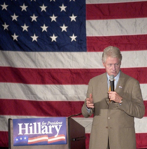 Former President Bill Clinton campaigns for his wife, Hillary