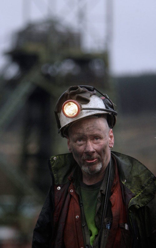 Stuart Griffin leaves the mine after the final shift at the Tower Colliery