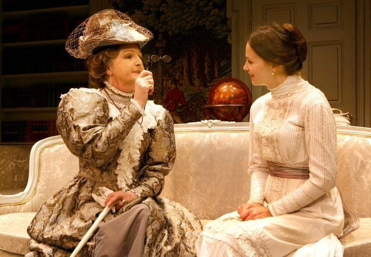 Penelope Keith as Lady Bracknell in Peter Gill's theatre production of The Importance of Being Earnest