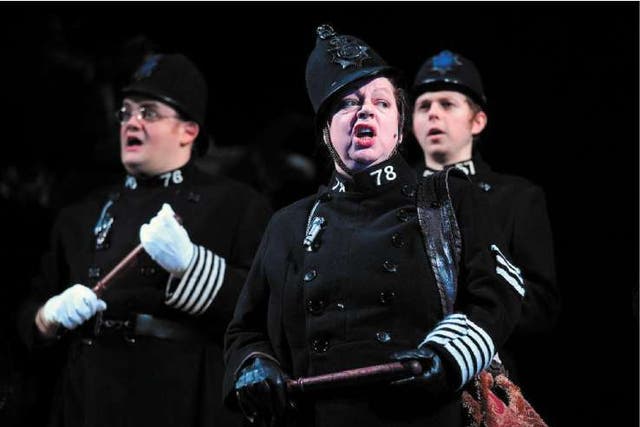 Rollicking: Jo Brand (centre) as the Police Sergeant © PA