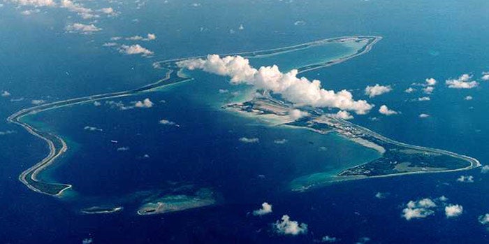 David Miliband told MPs that two CIAflights landed at the RAF air base on Diego Garcia (above)
