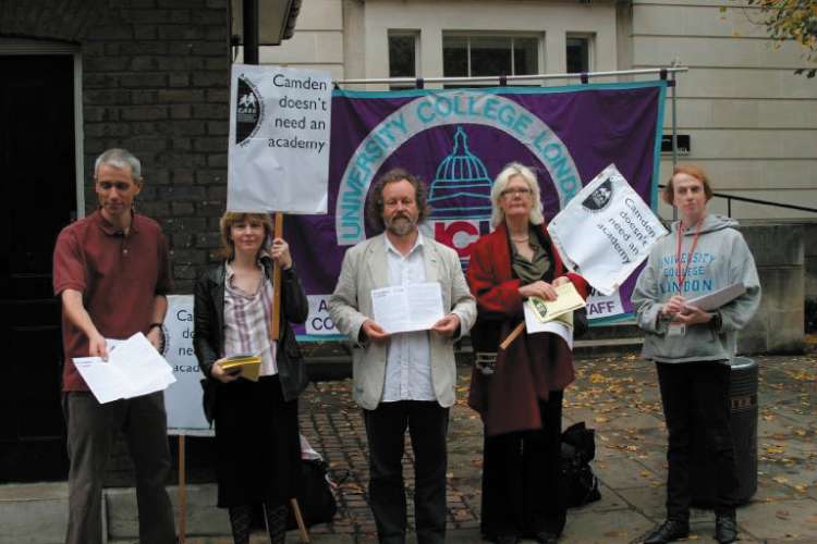 No to an academy: protesters outside University College London © Camden New Journal