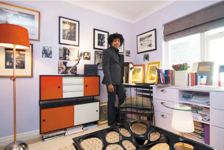 Mohammed in his office-cumgallery- space with the Il Hoon Roh table (glass removed, bottom), and table lamp © Michael Franke