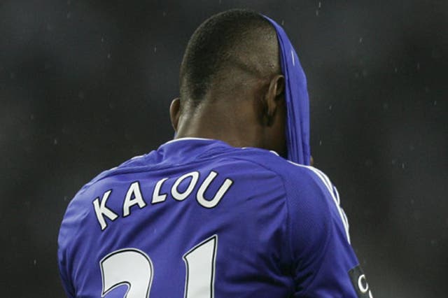 Chelsea striker Soloman Kalou shows the pain of defeat at the Carling Cup final