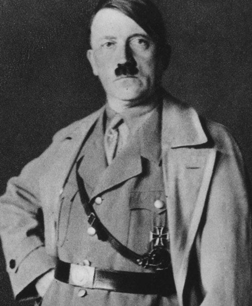 Adolf Hitler in 1940 wearing the Iron Cross he won for bravery during the Great War