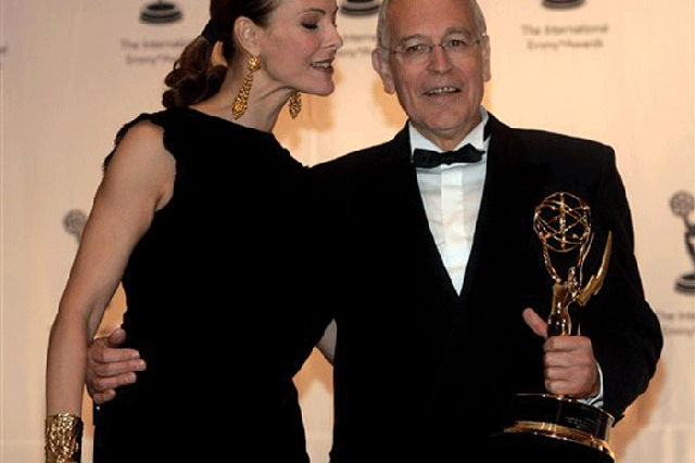 Carole Bouquet with TF1 Chairman Patrick Le Lay at the Emmy Awards in 2007 © AP