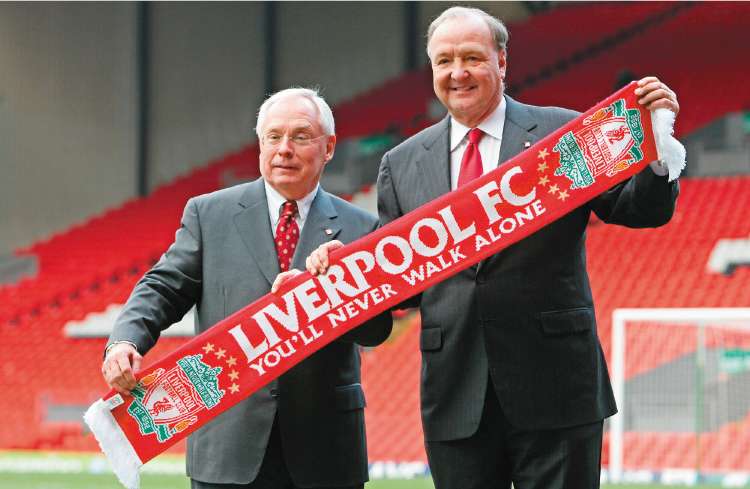 George Gillett (left) and Tom Hicks are believed to have turned down £500m for Liverpool in 2008 - now they would be lucky to get £400m