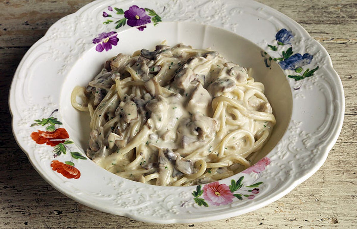 Spaghetti with bacon, mushrooms and Parmesan | The Independent | The  Independent