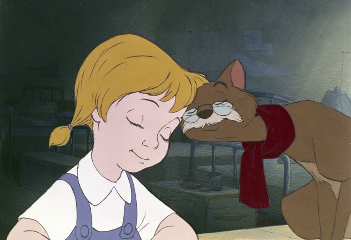 Disney characters Penny and Rufus from the 1977 Disney classic 'The Rescuers.' Rufus was a self-caricature of legendary animator Ollie Johnston.
