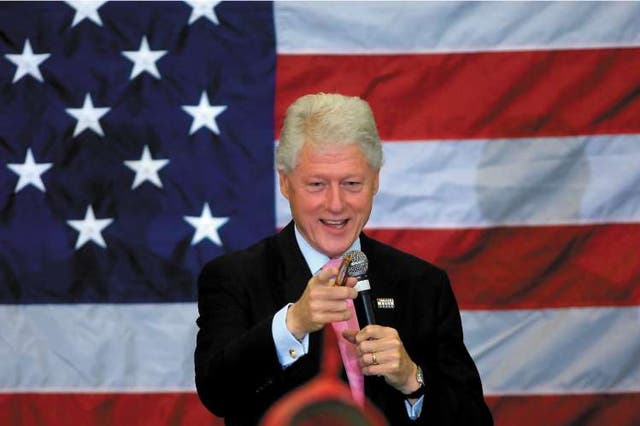 Bill Clinton at a campaign rally for his wife, Hillary, in Apex, North Carolina, yesterday